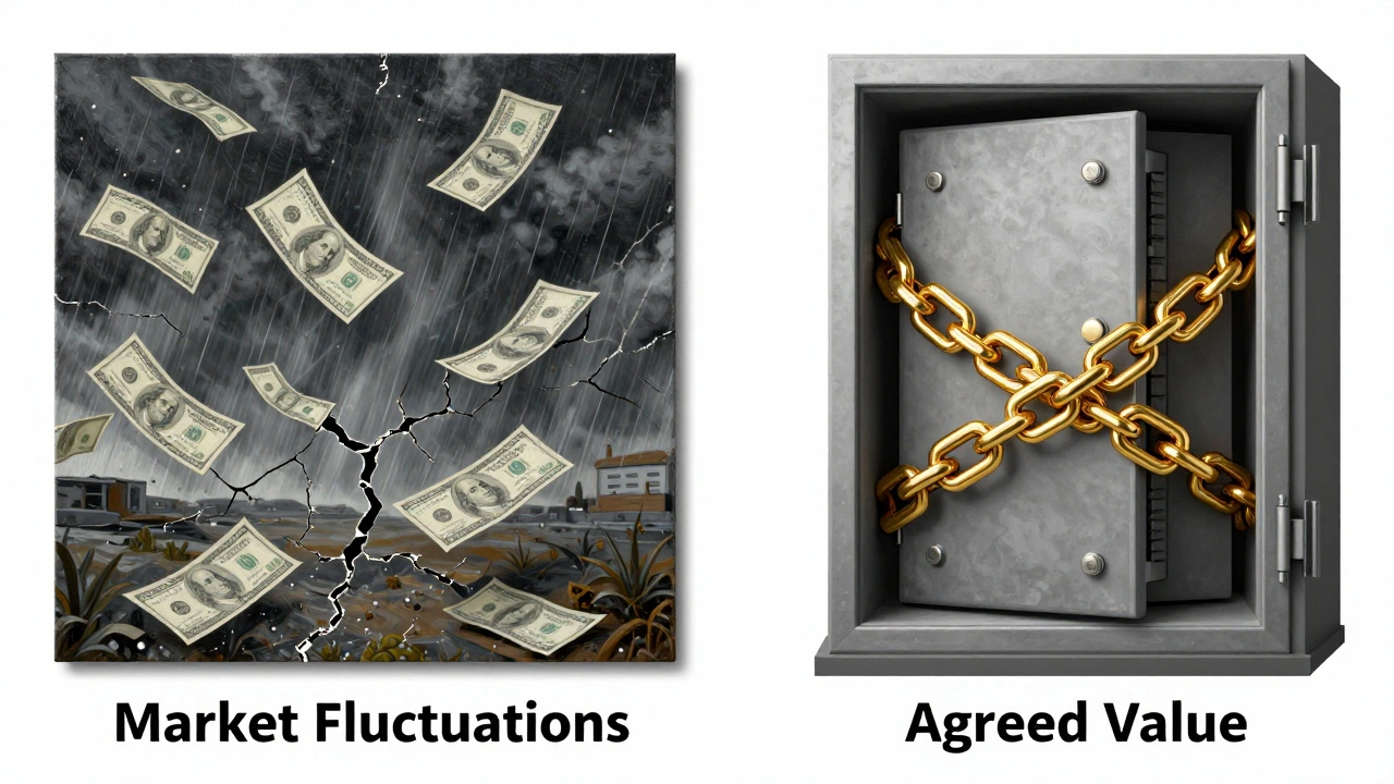 A symbolic diptych: a damaged painting in a storm versus the same artwork protected in a secure vault.