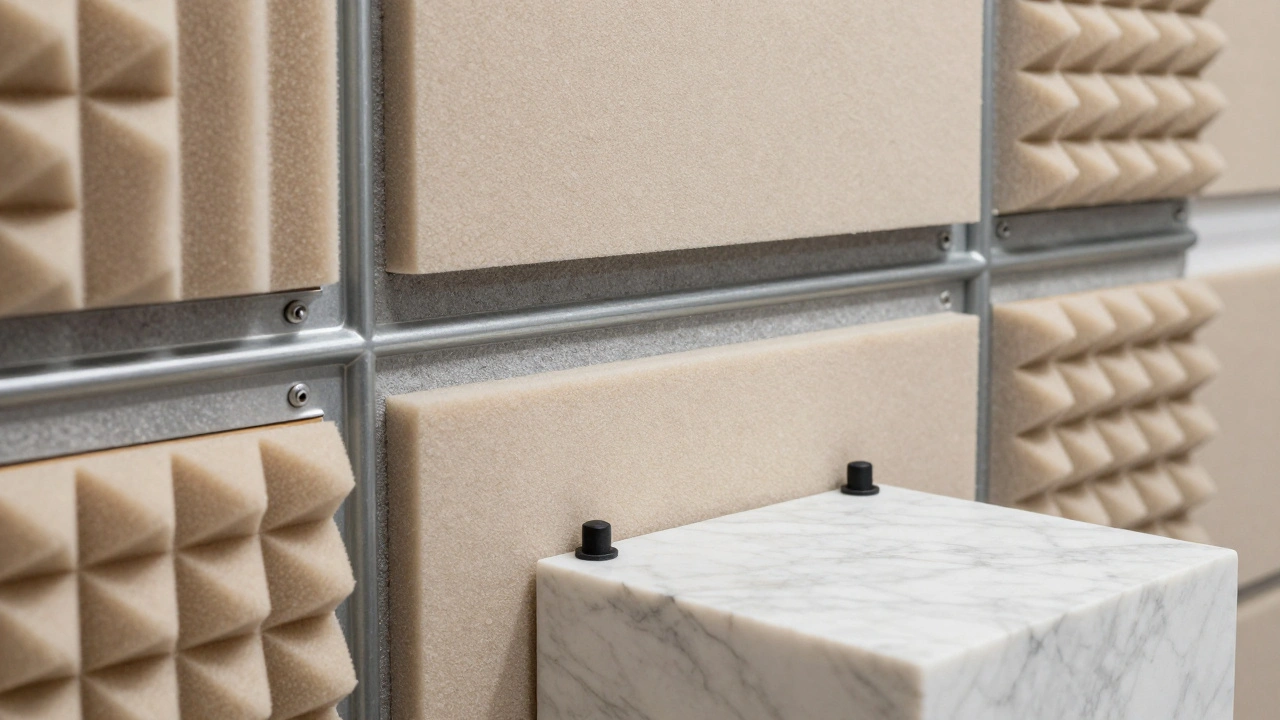 Cross-section view of soundproof wall construction layers