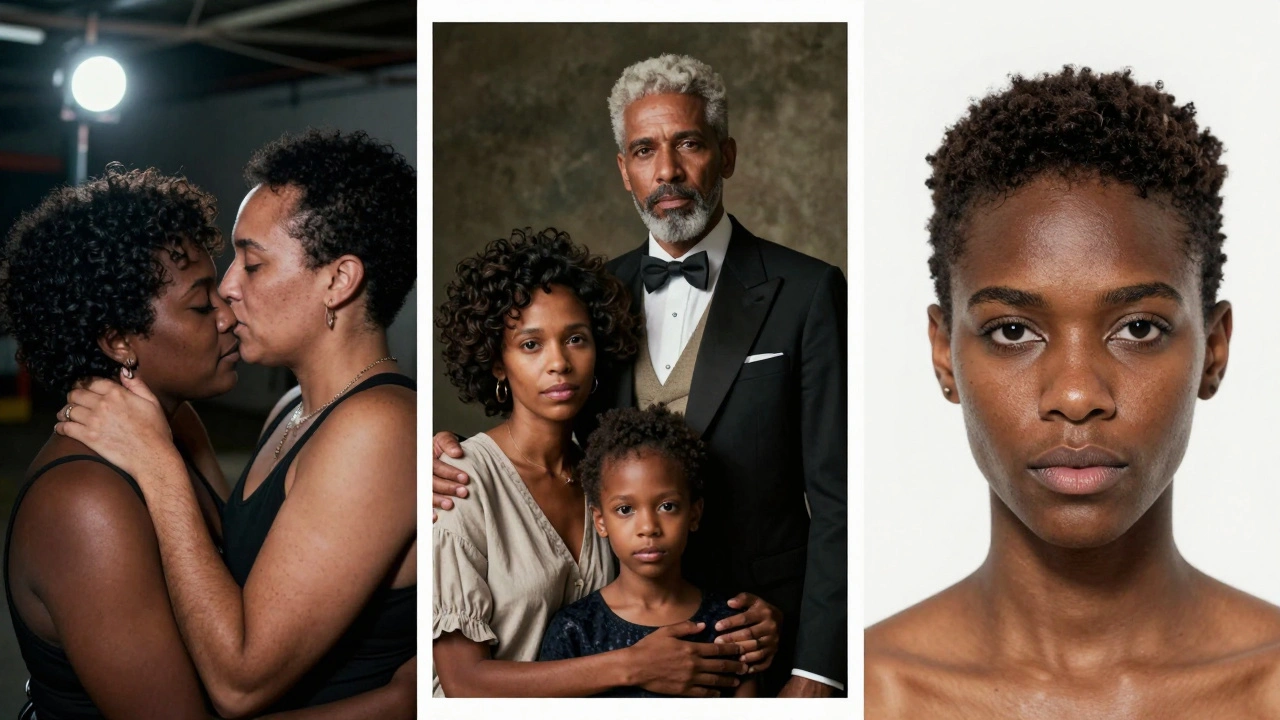 Triptych of intimate queer portraits celebrating diversity