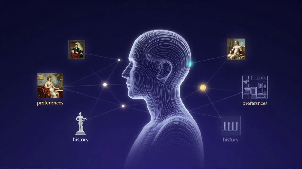 Abstract digital art showing data connections forming a collector profile