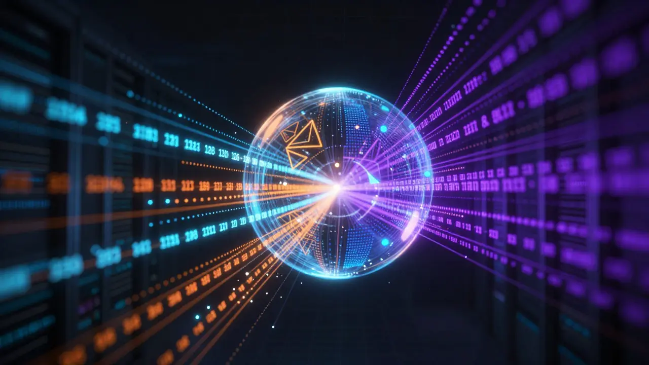 Abstract visualization of data streams feeding into a pricing algorithm