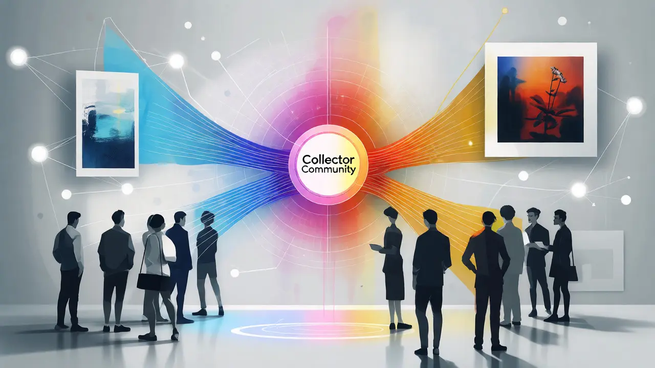 Conceptual diagram showing segmented collector groups connected to specific art pieces
