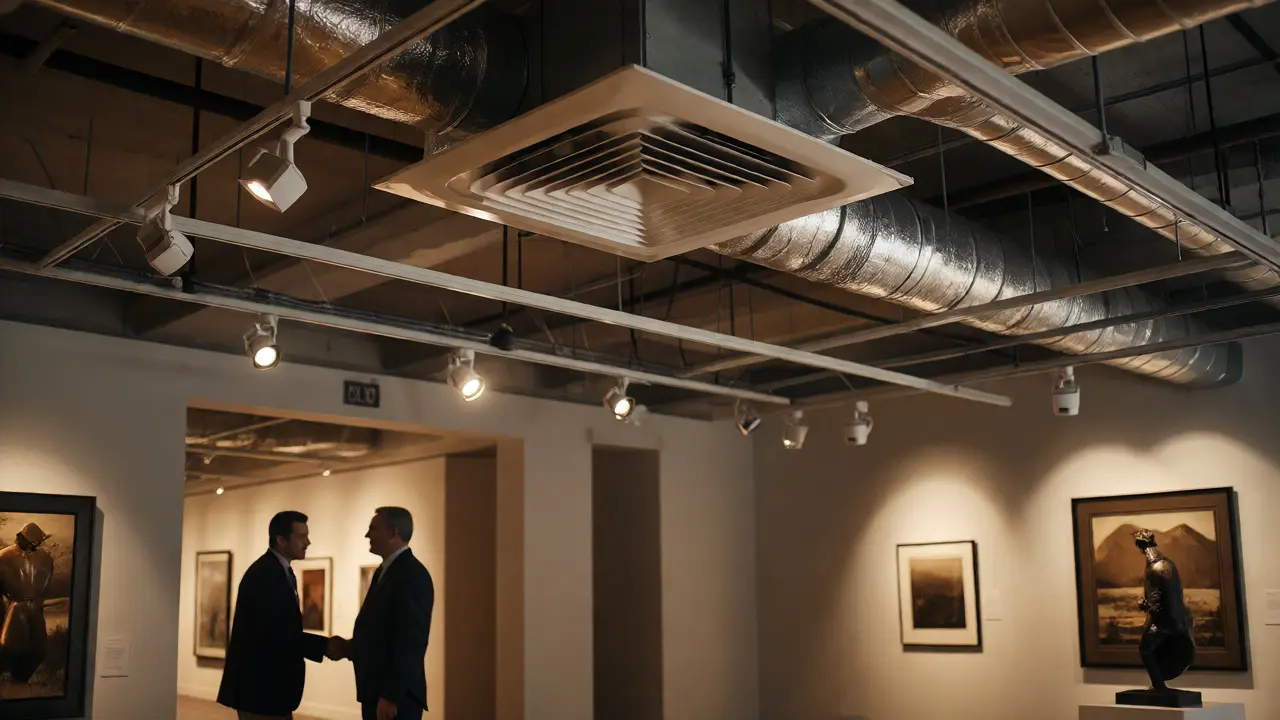 Gallery interior showing specialized climate control and lighting systems