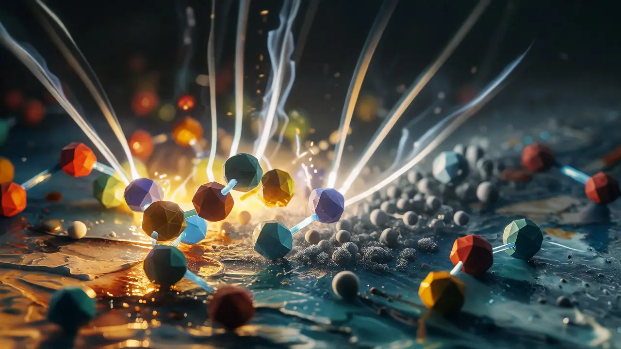 Macro view of pigment molecules breaking down due to light exposure