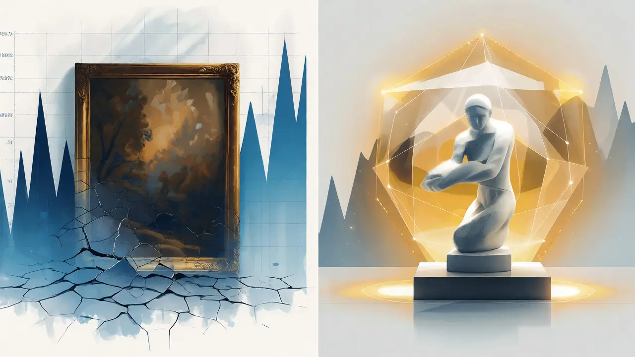 Visual metaphor comparing unstable market value against stable agreed value coverage